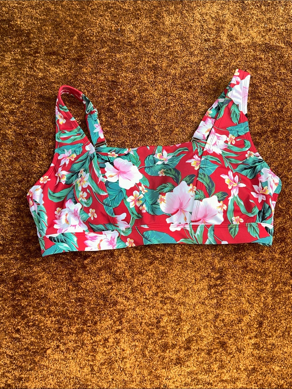 EVRI Red Tropical Floral Bikini Top